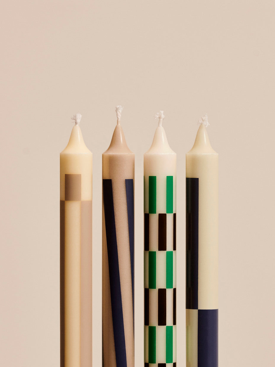 Pattern stearinlys - creme/sand